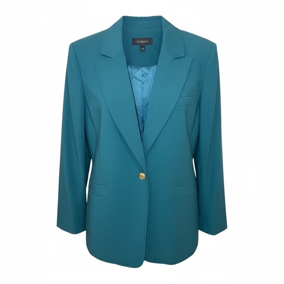 NWT TALBOTS Tailored Stretch Blazer - Misses 18 Teal - Picture 2 of 15